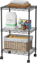 SINGAYE Small 3 Tier Shelves Wire Storage Shelving Adjustable Metal Shelf | With Wheels Home Storage Small Rack Pantry Closet Unit for Laundry Room Organization Bathroom Kitchen