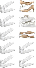 shoe slots organizer, Clear Shoe Stacker, Adjustable Level Shoe Rack,Storage Space Saver for Sneakers Display (Transparent, 10Pack)