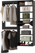 Modular Closet, 49" Wide Closet Organizer With Towers, Wall-Mounted Wardrobe Organizer Kit For Bedroom, Black