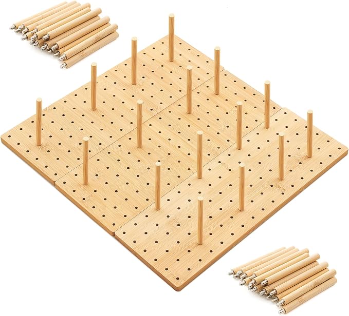 Kigley 3 Pcs Bamboo Wood Pegboard Drawer Organizer with 32 Pegs Wooden Peg Board Drawer Shelf Organizer Adjustable Peg System for Dishes Plate Pot Container Cookware Utensil Kitchen