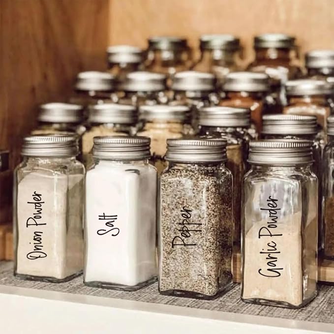 Lilaly 276 Pcs Spice Jars with Label Spice Labels Spice Jar Labels Spice Labels Stickers Pantry Labels Black& White Labels Clear Stickers
