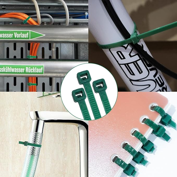 Zip Ties 6 inch, 1000 Pack Green Zip Ties, Green Cable Ties Self-Locking Nylon Cable Ties with 40 lbs Tensile Strength,Wire Ties for indoor and outdoor use.