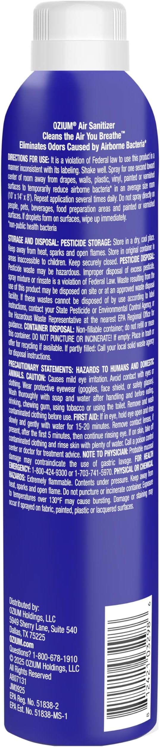 Ozium Air Sanitizer Spray - Room Odor Eliminator for Home, Car, and Office - Outdoor Essence - 8 oz Can - 1 Pack
