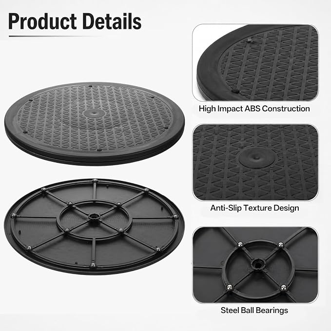 3 Pcs 12 Inch Heavy Duty 360° Rotation Stand | Black Lazy Susan Turntable with Steel Ball Bearings, Rotating Swivel Stand for Monitor, TV, Plants, Crafts, Model Base
