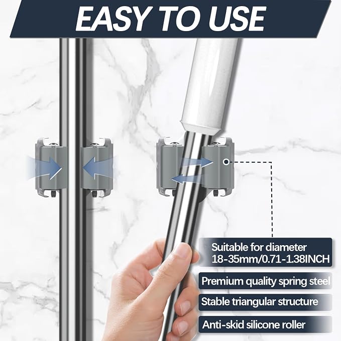 3-H 15 Pack Mop and Broom Holder Big Size Hanging 1 KG Extra,Broom Hanger Wall Mount for Hanging and Organizing Shove Rake Yard Tools in Shed Kitchen Laundry Room Bathroom Garden(Grey)
