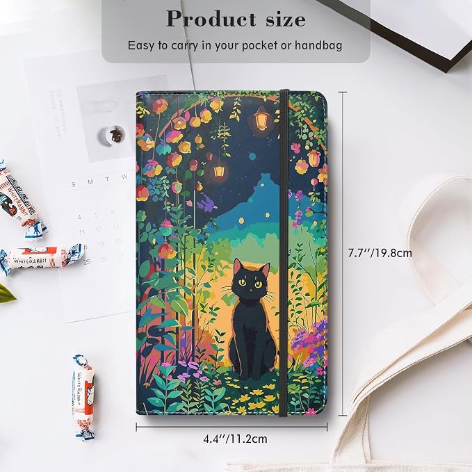 Floral Business Card Book Holder Organizer for Women, 240 Card Capacity, Stylish Name Card and Credit Card Holder for Professionals (Cat)