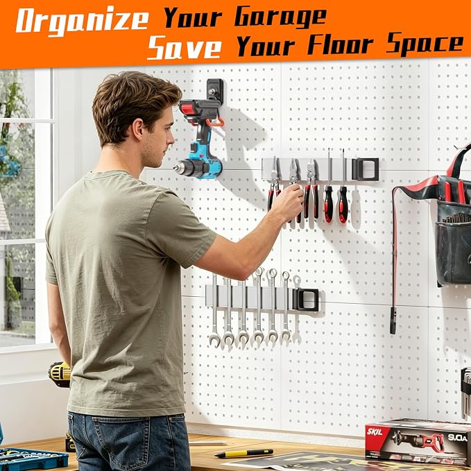Double Sided Magnetic Tool Holder Heavy Duty,12 Inch Rust-Resistant Magnetic Tool Bar with a Quick- release Handle, Magnetic Tool Organizer Strip for Garage, Workshop, Jobsite, Shed and Kitchen