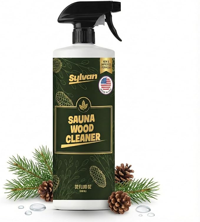 Sauna Wood Cleaner 32 oz | US Made | Sauna Spray | Hemlock, Pine, Cedar | Removes Stains, Sweat & Odors | Fast-Drying & Streak-Free Formula | Natural Wood Cleaner | Long Lasting
