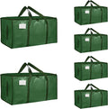6 Pack-Extra Large Heavy Duty Moving Bags - Waterproof Storage Totes with Handles & Zippers, Foldable for College Dorm, Storage (olive green)