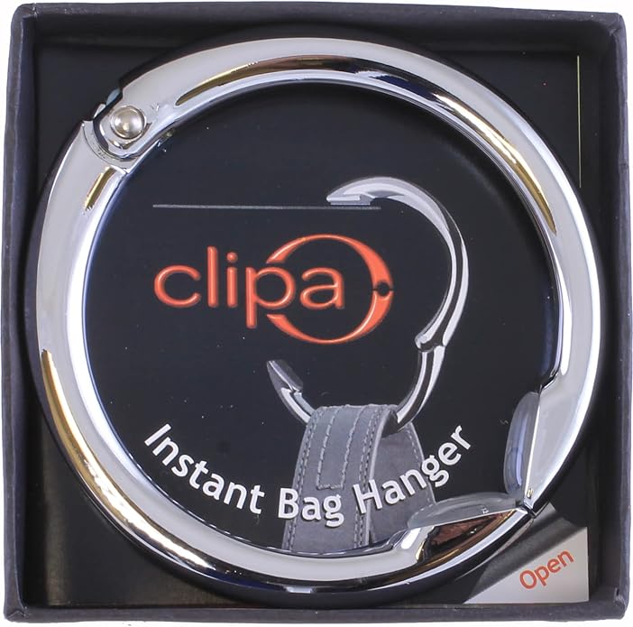 Clipa Bag Hanger Collection, The Ring that Opens into a Hook, Auto Closes | Holds 15 kg, Needs only 10mm to Hang a Hand Bag, Easy to Use with One Hand, The Instant Bag Hanger, 3 yr Warranty