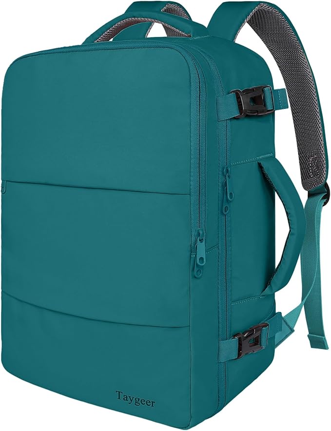 Taygeer Laptop Backpack, Carry On Backpack with 17.3inch Laptop Compartment | Airline Approved TSA Friendly Backpacks for Nursing Doctor Business Travel, Travel Daypack for Work Essentials, Peacock Blue