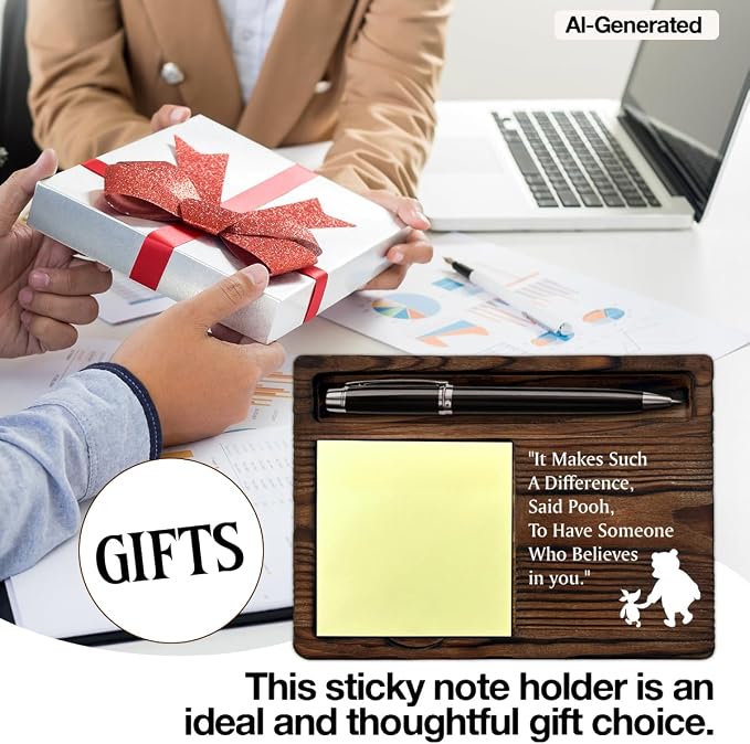 Inspirational Gifts Pooh Bear Sticky Note Holder Encouragement Gift Friendship Gifts for Best Friends Besties Sister Coworkers Birthday Christmas
