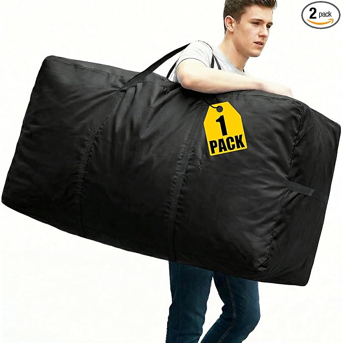 66 Gallon Extra Large Storage Bags, XXL Moving Bags with Zippers & Side Handles, Jumbo Big Storage Totes for Moving & Space-Saving Organization (Black, 66 Gallon, 1 Pack)