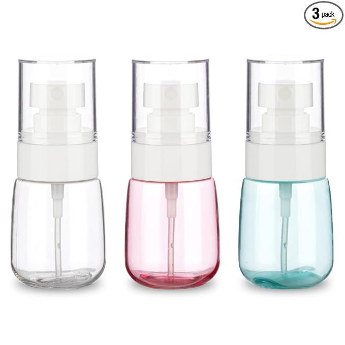 3 Pack 1oz/30ml Small Spray Bottle, Plastic Mini Spray Bottles, Travel Spray Bottle with Fine Mist,Tiny Spray Bottles with 9pcs Labels