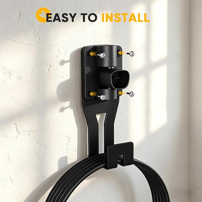 SEVEN SPARTA 180°Swivel Charging Cable Holder Wall Mount for Tesla Charger | 180° Swiveling Holster, Organizer for Save Garage Space, For Tesla Model 3 Y X S Cybertruck Mobile & Wall Connector