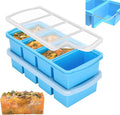 Zip Standing Silicone Freezer Trays with Lid,1-cup Soup Freezer Container large Ice Cube Molds with Reinforced Steel Ring Top for freezing Soup Sauce Broth Leftovers oven Dishwasher -Safe(2-Pack)