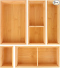 Bamboo Drawer Organizer,5 PCS Silverware Organizer & Kitchen Organizers and Storage,Utensil Drawer Organizer With Removable Dividers for Kitchen,Utensils,Bathroom,Office,Makeup(Natural)