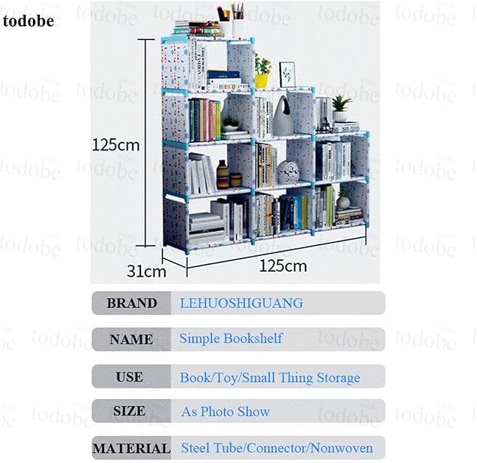 Bookshelf Tall Bookcase DIY Home Decor Bookcase Bookshelf Ladder Bookshelf Creative Modern Bookshelf Non-Woven Fabric Assembled Display Stand Bookshelf Organizer (Color : 05) (17)