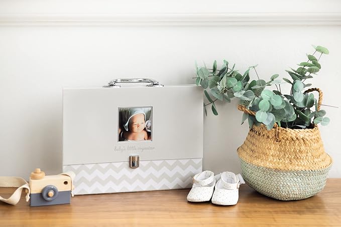Pearhead Baby Briefcase and Document Organizer,All In One Expanding File Folder,Baby's Paperwork & Records,Newborn Keepsake & Memory Box with Labels,Baby Girl or Baby_Boy Gift,Gray Chevron (Pack of 6)