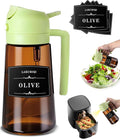 Oliver Oil Sprayer Dispenser for Cooking Bottle 16oz Dark Glass Green | 2-in-1 Lightproof Borosilicate Glass Oil Bottle, Wide Mouth for Easy Refill Clean