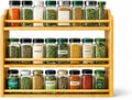 Bamboo Spice Rack Organizer – 3 Tier Bamboo Spice Rack Organizer – Countertop or Wall Mounted – Kitchen Spice Shelf Storage – Space Saving Organizer for Pantry & Cabinet