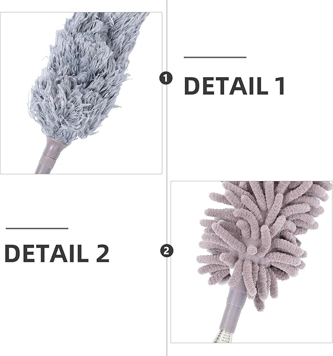 Dual-Head Microfiber Chenille Duster Set 4pcs with Telescopic Handle for Home Cleaning Ceiling Fan Dusting and Household Dust Sweeper