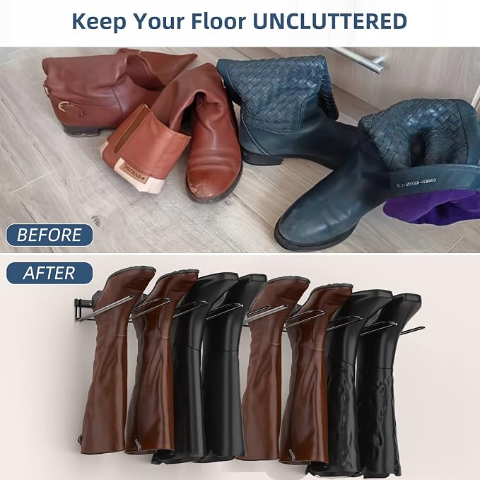 Wader Boot Hanger Wall Mount - Sturdy Metal Boot Rack(2 Pair) | Save Space for Tall Boots and Cowboy Boot, Helps Dry and Prevent Wrinkles on Your boots, for Entryway, Garage, Indoor
