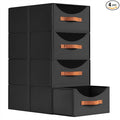Homsorout Closet Organizers and Storage - Large Stackable Storage Bins with Drawer, Fabric Bins for Organization, Collapsible Storage Drawers Organizer for Bedroom, Living Room, 4 Pack, Black
