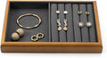 Oirlv Solid Wood Multifunctional Ring Earrings Studs Bangle Jewelry Organizer Tray Jewelry Drawer Organizer(Grey)