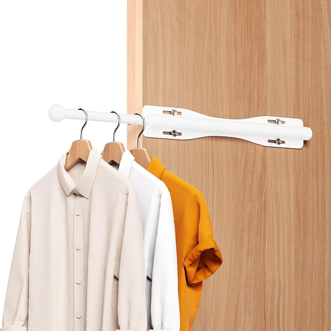 13" Valet Rod For Closet Pull Out Adjustable For Closet,2 Pack White | 13" pull-out valet rod provides convenient hanging space for clothes in closets, bedrooms and laundry rooms.