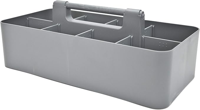 -Large Portable Caddy, DIY Dividers, 8 Compartments, School Office Supplies Home Business Organizer,Portable Basket with Handle Storage Made in USA (4 PACK, Orion Gray)