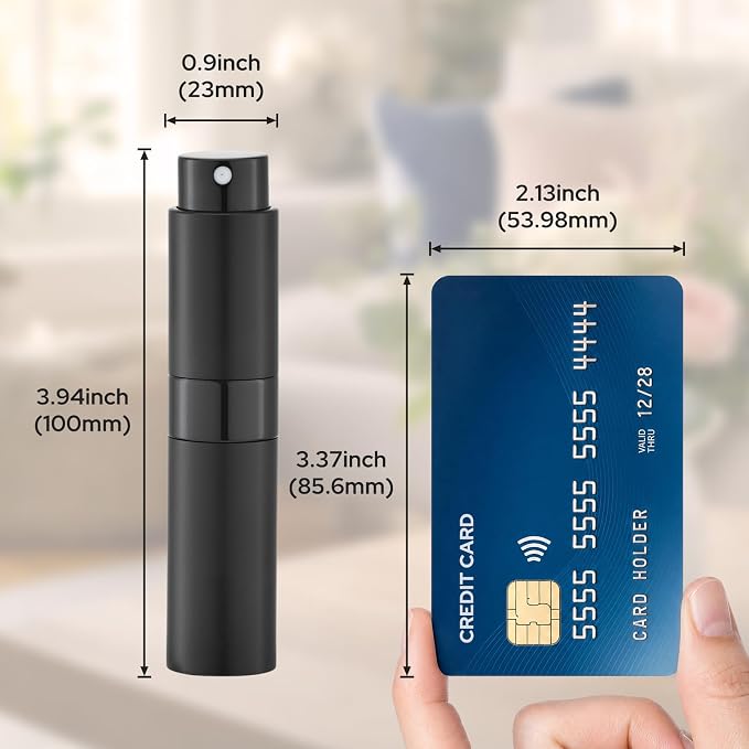LISAPACK 8ML Atomizer Perfume Spray Bottle for Travel (3 PCS) Empty Cologne Dispenser, Portable Sprayer (Black, Silver, Grey)