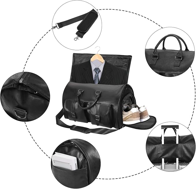 seyfocnia Convertible Travel Garment Bag,Carry on Garment Duffel Bag for Men Women - 2 in 1 Hanging Suitcase Suit Business Travel Bag