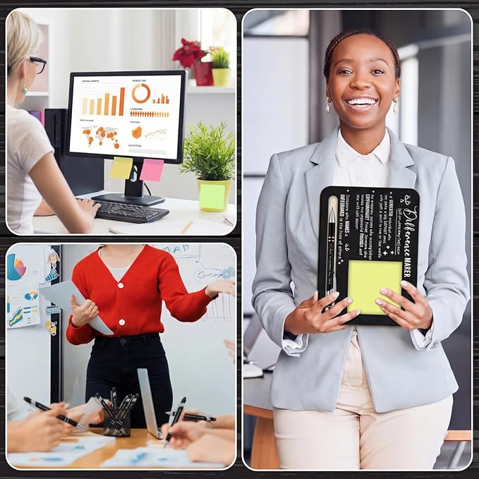 Kosiz 10 Set Difference Maker Appreciation Gifts Bulk for Employee Coworkers Wooden Sticky Note Holder Set Thank You Appreciation Gifts for Team Staff Teachers Boss Nurse, Black