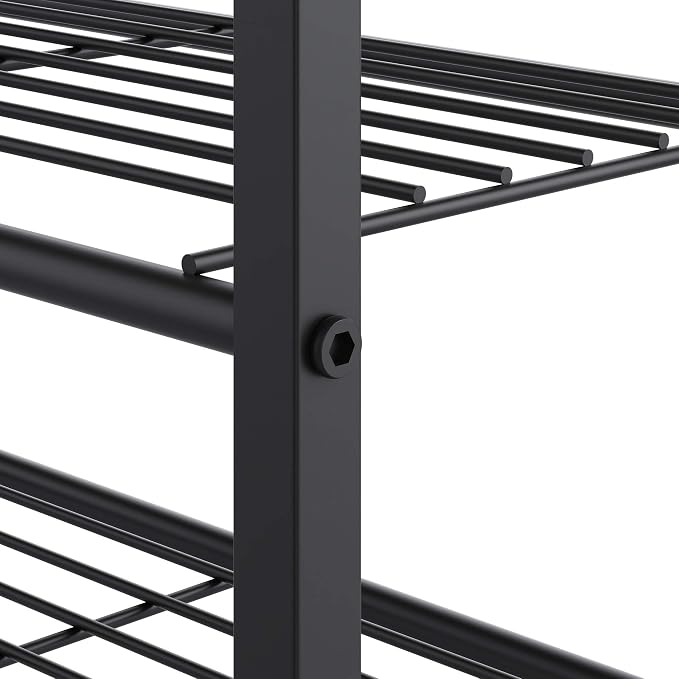 Yusong Shoe Rack Organizer, 3 Tier Industrial Shoe Storage Shelf for Closet Entryway, Narrow Sturdy Metal Shoe Shelves, Rustic Brown