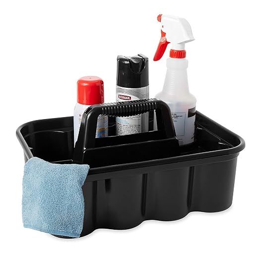 Rubbermaid Commercial Products Deluxe Carry Caddy for Take-Out Coffee/Soft Drinks Postmates/Uber Eats/Food Delivery Cleaning Products Sports/Water Bottles Black