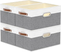 Yawinhe Collapsible Fabric Storage Bins,15.0x9.8x8.3in,White/Grey,4-Pack | Foldable Storage Baskets for Shelves, Closet Boxes for Organization, Washable Closet Organizer for Towels, Canvas Bins