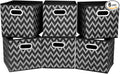 Collapsible Cube Storage Bins Chevron Cloth Storage Inserts Cubes Folding Fabric Storage Boxes 10.5x10.5 X 11 In Black Storage Baskets Drawer for Cube Organizer Storage QY-SC10-6