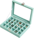 Frebeauty 24 Grid Earring Organizer,Small Velvet Jewelry Tray with Lid | Portable Jewelry Box for Rings Stud,Velvet Lining for Protecting Jewelry,Adjustable Dividers,Glass Lid for Clear Review