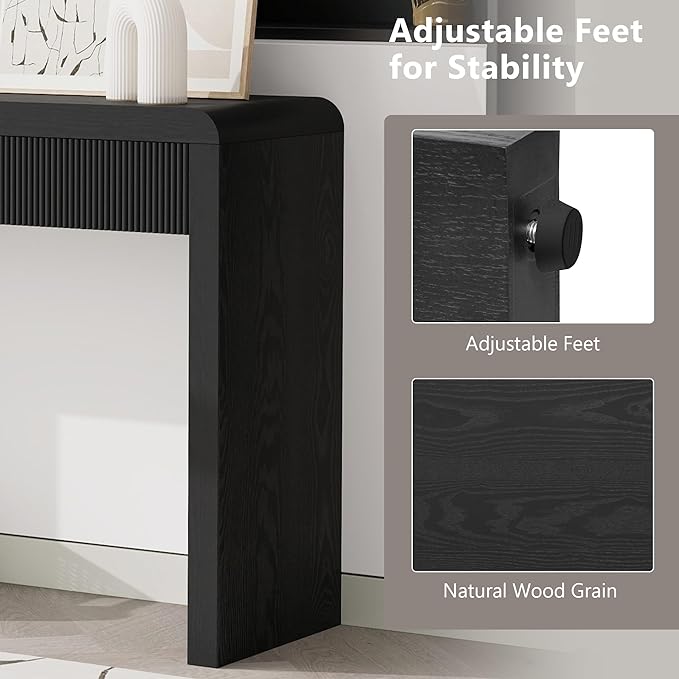 Modern Entryway Console Table 55-Inch Entry Sofa Table with Storage Drawers for Living Room Hallway Accent Furniture, Black