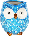 Ceramic Owl Shaped Pen Pencil Holder for Desk Decoration Accessories Owl Decor Makeup Brush Pen Cups Succulent Plant Pot Office School Ideal Gifts for Women, Mom or Birthdays