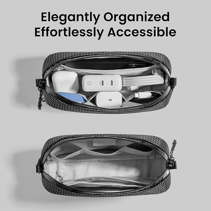 tomtoc Electronics Organizer Travel Case Performance, Cable Tech Pouch | Water Resistant Accessories Bag Carry Storage for Cord, Phone, Cables, Airpods, USB Flash Drive, Daily Items