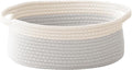 JMvicyroam Woven Basket,Small Rope Storage Bin with Handles & Ribbon Bag, Organizer for Shelves Closets,Gift Basket Empty for Birthday,Books,Dog Toys, White&Grey