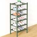 Smiry Bamboo Shoe Rack for Closet, 6 Tier Small Wooden Shoe Organizer, Stackable Wood Shoe Storage Shelf for Entryway, 14 Vertical Slats, 3+3 Stack Heavy-Duty Legs, 17.32"x11.02"x36.61", Green