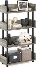 Furinno TURN-N-TUBE 4-Tier Display Shelf, Storage Shelves, Book Shelf, Open Shelves with Rounded Corner Top Edges, for Organization and Storage, Living Room, Home Office, French Oak