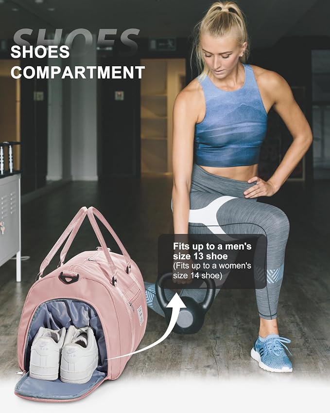 Gym Bag Womens Mens with Shoes Compartment and Wet Pocket Travel Duffel Bag for Women for Plane Sport Gym Tote Bags with Toiletry Bag Waterproof Weekend Overnight Carry on Bag Hospital Holdalls