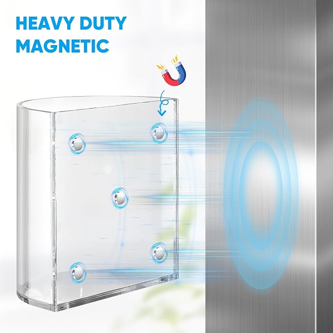 2Pack Magnetic Pen Holder, Magnetic Dry Erase Marker Holder Whiteboard Acrylic Marker Holder for Refrigerator, Office, Classroom, Pencil Cup, Pen Caddy, Classroom Organization