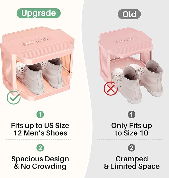Kitstorack 5-Tier Vertical Plastic Shoe Rack, Freestanding Stackable Shoe Storage Organizer Cubes Shoe Shelf Tower or Small Closets and Tight Spaces, Pink