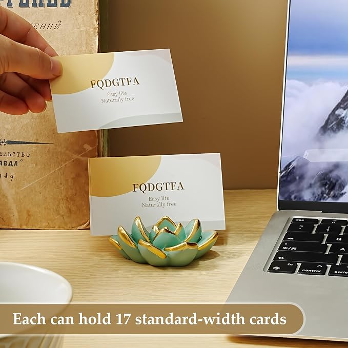Succulent Business Card Holders for Desk, Cute Resin Business Card Display Stand Modern Vertical Name Card Holders for Office/Exhibition/Home/Restaurant, Unique Gifts for Men Women(3 Packs)