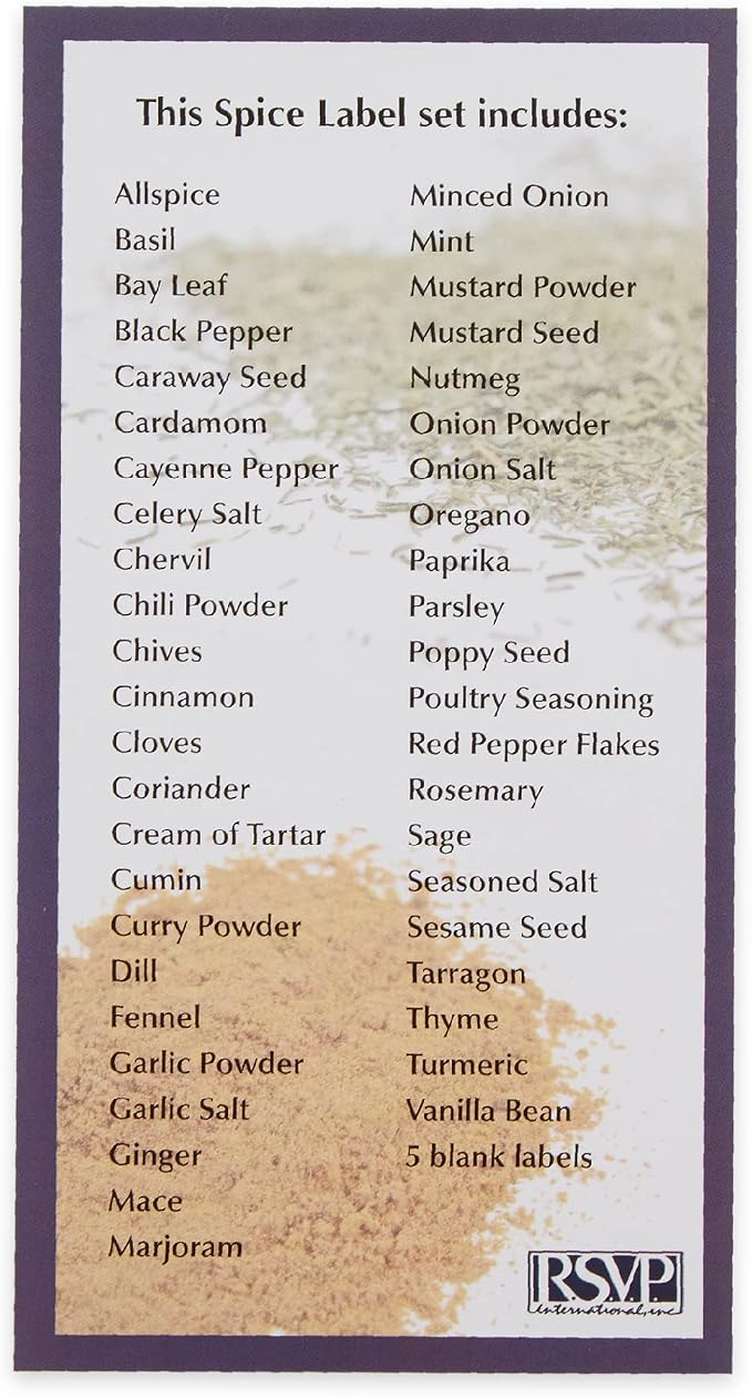 RSVP International Kitchen Organization Collection Spice Labels, Round, 50 Count